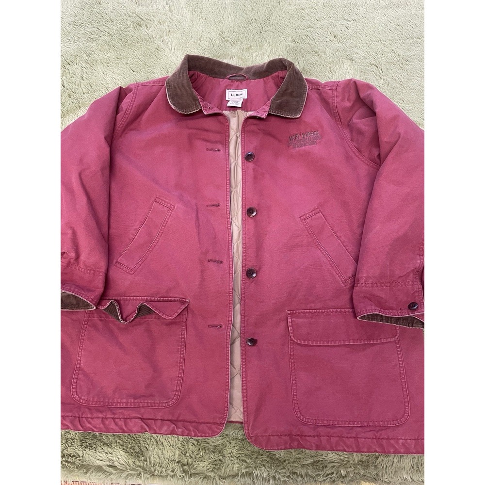 Vtg L.L. Bean‎ Faded Chore Coat Corduroy Barn Jacket 2X Quilted Lined Mint Red